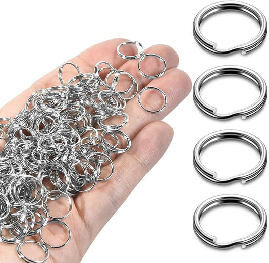 1/2" 300 PCS Silver Small Key Rings, Double Loops Split Rings Jewelry Making Metal Mini Key Ring for Keychian, Pet Collar Tag, Luggage Tag DIY Craft Hardware