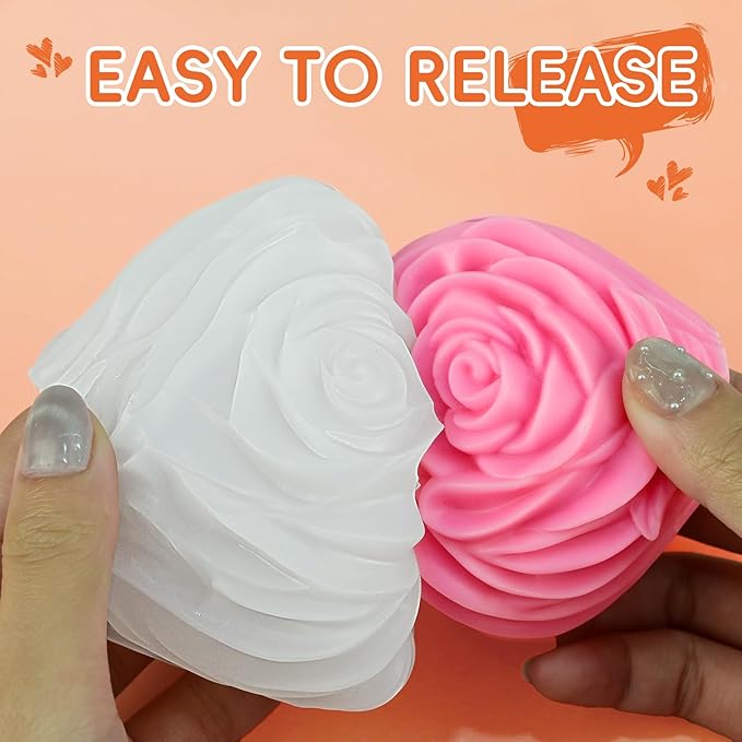 ZQYSING Rsoe Candle Molds, 3D Heart Shaped Rose Flower Silicone Molds, Valentine's Day Heart Mold, DIY Aromatherapy Candle Clay Craft Soap Plaster Crafts Casting