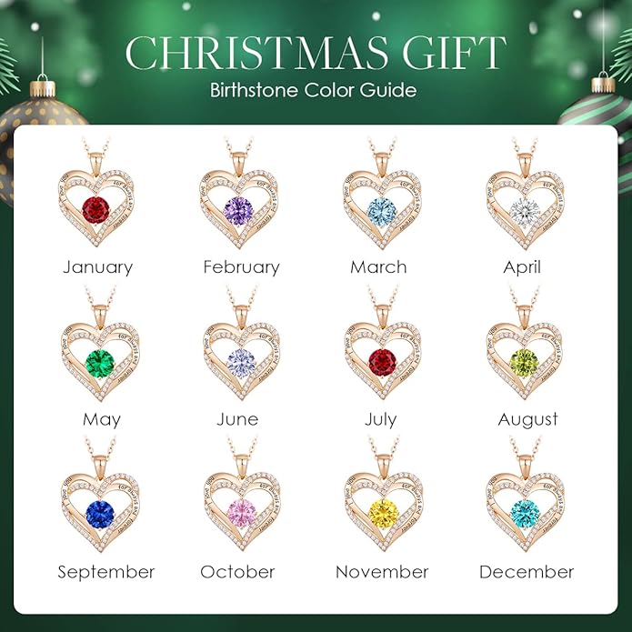 CDE Valentine's Day Gift Forever Love Heart Necklaces for Women, Wedding Anniversary, Birthday Mothers Christmas Day Gifts for Mom, Mother, Wife, S925 Silver Jewelry with Birthstone Pendant