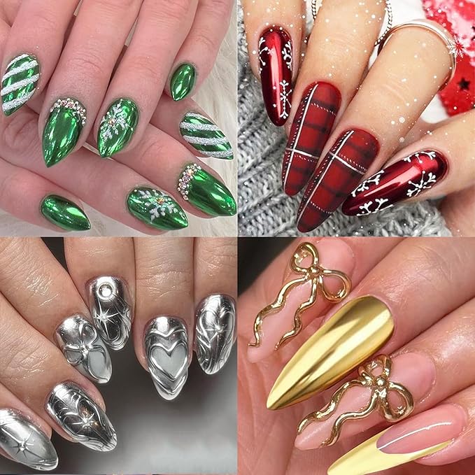 Fcozpjk Chrome Nail Powder Set 24 Colors, Mirror Effect Gold Silver Chrome Glitter Powder White Pearl Chrome Powder Iridescent Pigment for Nails Opal Flakes Gold Leaf for Nail Art Decoration