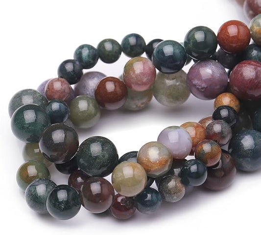 Natural Stone Beads for Jewelry Making,6mm Indian Agate Polished Smooth Round Gemstone Beads for Bracelet Necklace 15 Inch