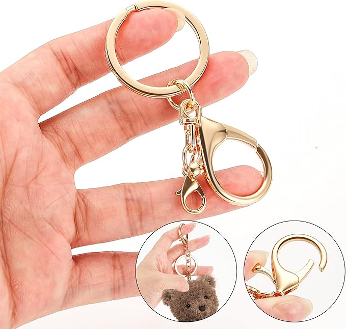 Gkeygo 10 Pack a Set Metal Lobster Claw Clasps and Key Rings, Key Chain Accessories, Keychain Making kit for Keys, Art Crafts, Jewelry Making, Silver - Light Gold