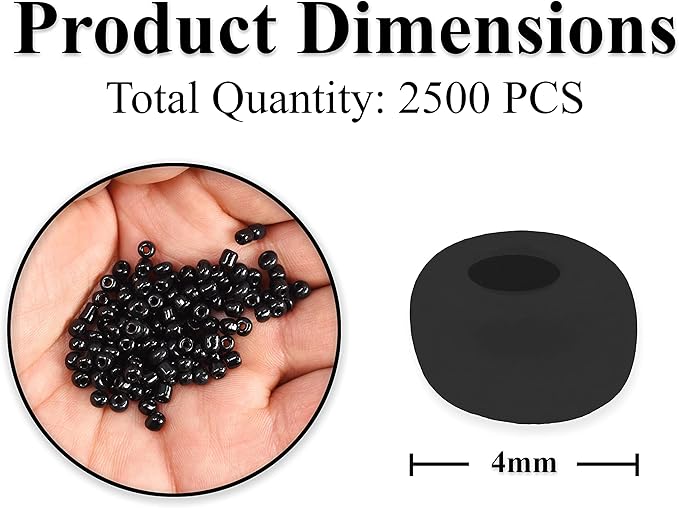 Mandala Crafts 6/0 Glass Seed Beads for Professional Beadwork, 2500 Black Glass Beads