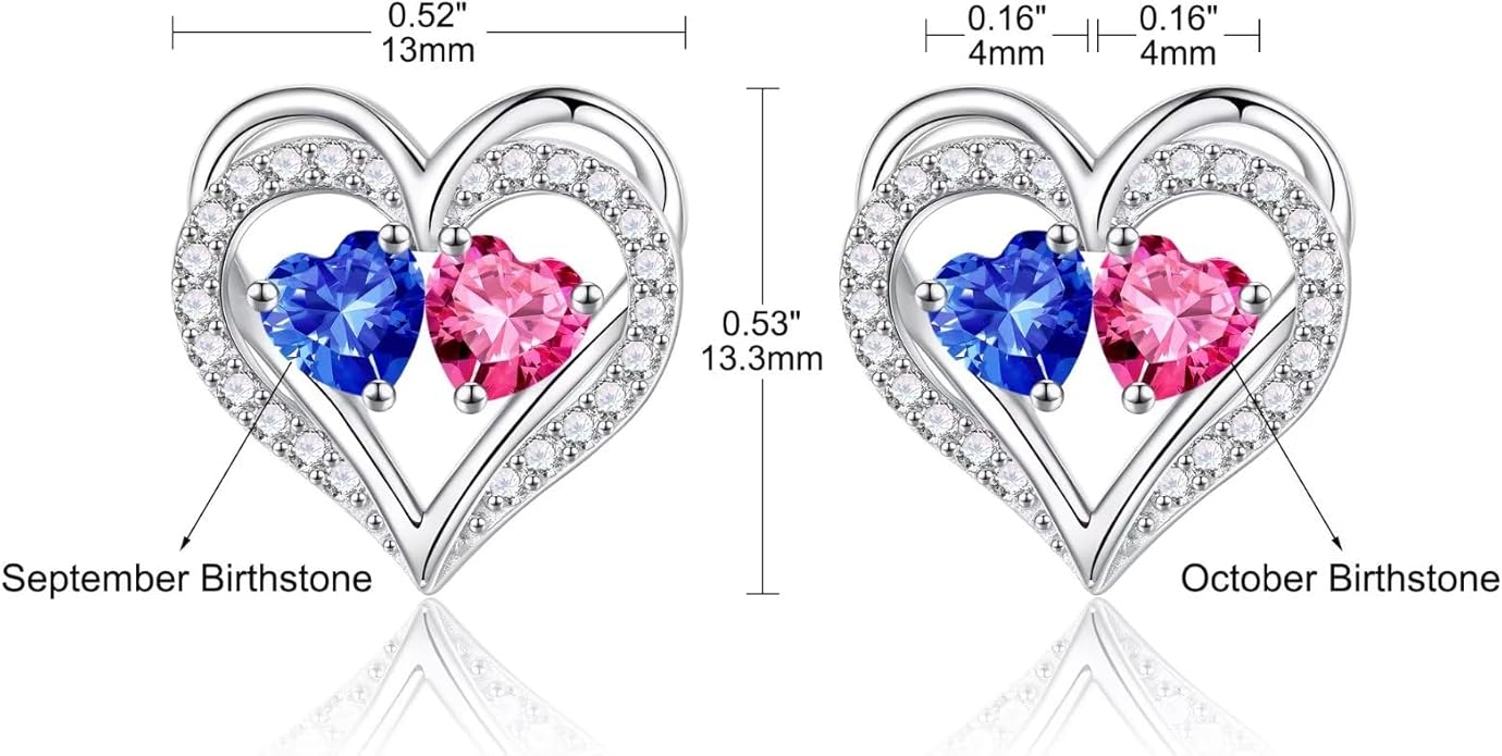 Iefil Valentines Day Gifts for Her - 925 Sterling Silver Birthstone Earrings, Anniversary Birthday Gifts for Women Wife Girlfriend Mom
