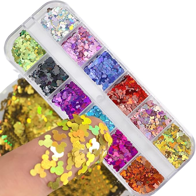 Multicolored Nail Glitter Sequins 3D Sparkle Flakes Nail Art Accessories Acrylic Glitters Powder Stickers Designs for Women Girls - DIY Craft Decorations