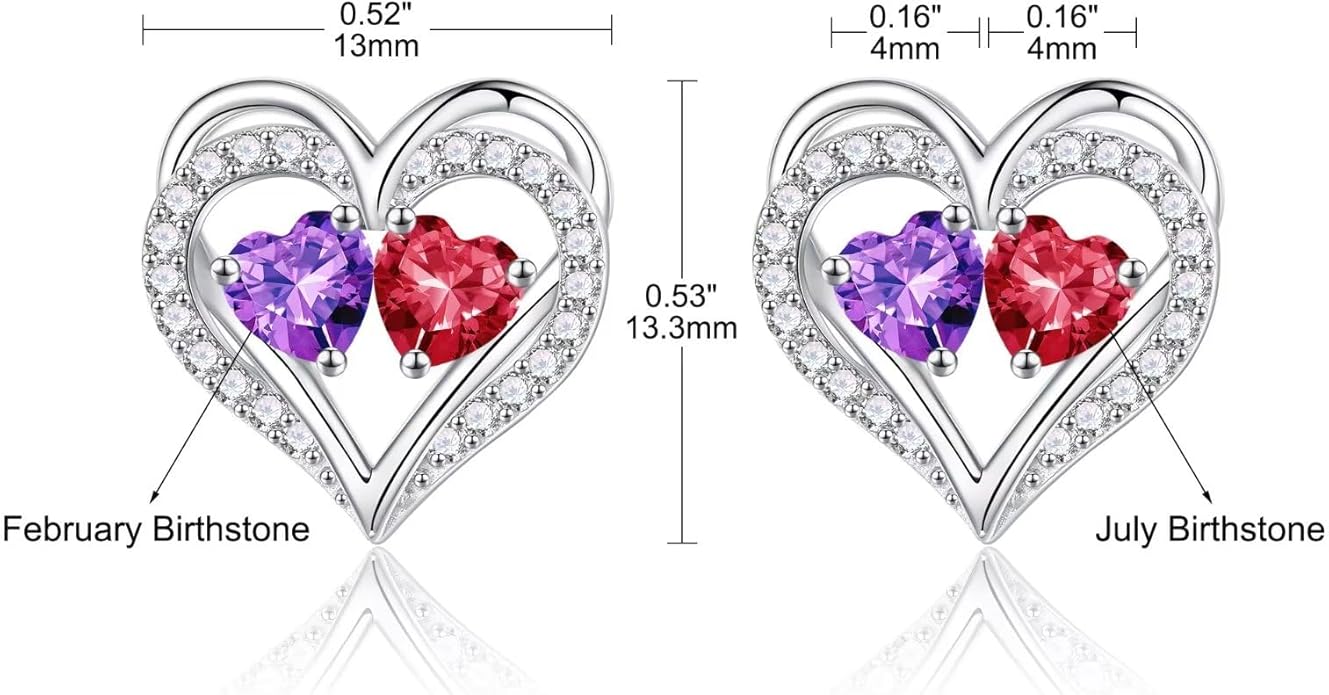 Iefil Valentines Day Gifts for Her - 925 Sterling Silver Birthstone Earrings, Anniversary Birthday Gifts for Women Wife Girlfriend Mom