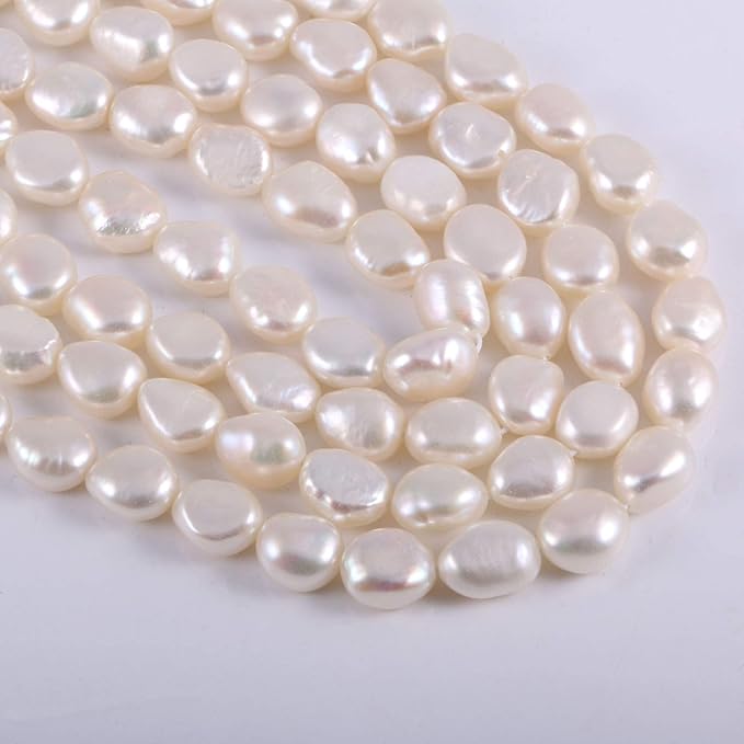 Natural Pearl Freshwater Cultured Pearls Beads for Jewelry Making Punch Loose Beads Handmake DIY for Jewelry Making DIY Women Necklace Bracelet 7-8 mm Color White 14 inches