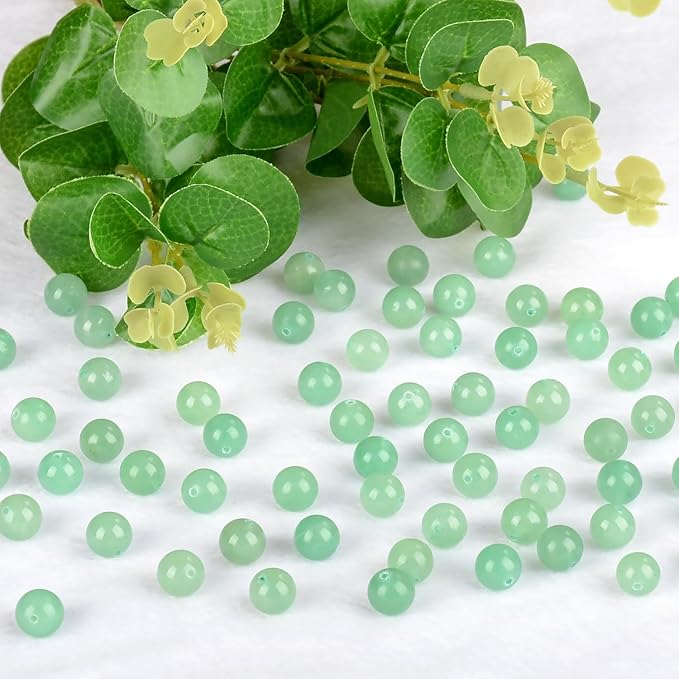 Natural Stone Genuine Stones DIY Green Aventurine Round Beads 8mm 100pcs Beading Loose Gemstone Hole Size 1mm Charm Smooth Beads for Bracelets Necklaces Earrings (Green Aventurine 8mm)
