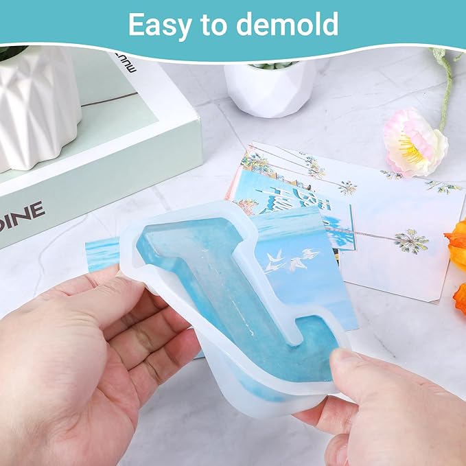 Gartful Resin Letter Molds for Casting, J Capital Alphabet Resin Silicone Molds for Epoxy, Thick 3D Silicone Letter Molds for Making Letters, Word Sign Art, DIY Crafts, Making Candle, Party Home Decor