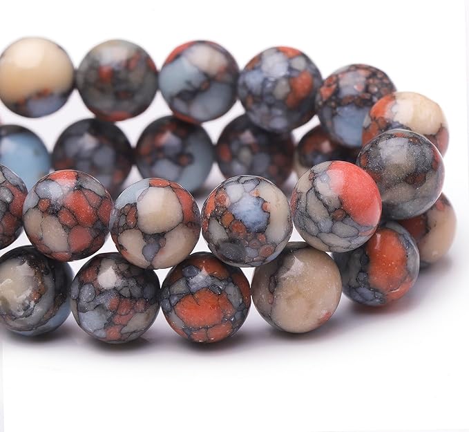 Natural Stone Beads for Jewelry Making,8mm Colorful Imperial Jasper Polished Smooth Round Gemstone Beads for Bracelet Necklace 15 Inch