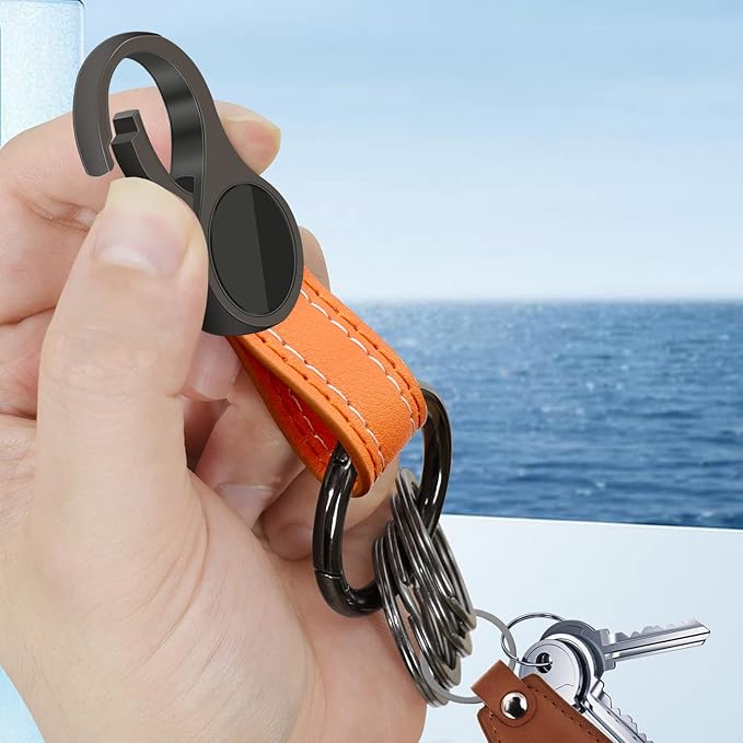 Idakekiy Key Chain with 4 Key Rings and Quick Release Carabiner Clip Leather Car Keychain for Men and Women