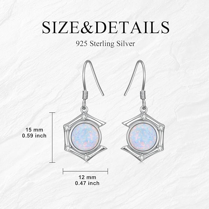 Opal Earrings for Women Opal with Genuine Diamond Dangle Drops Earrings 925 Sterling Silver Diamond Jewelry Earrings Gifts For Her
