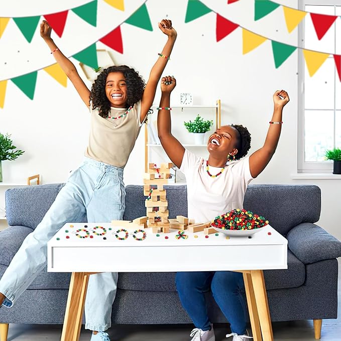 UPINS Juneteenth Beads,1200Pcs Red Yellow Green Black Beads for Jewelry Making DIY Crafts Black History Month Beads Party Decoration Necklace Bracelets