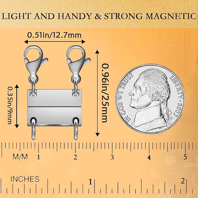 Layering Magnetic Necklace Clasps, Stainless Steel Chain Link Clasps, Multiple Necklace Clasp for Layered Look (2golden+2silvery B)