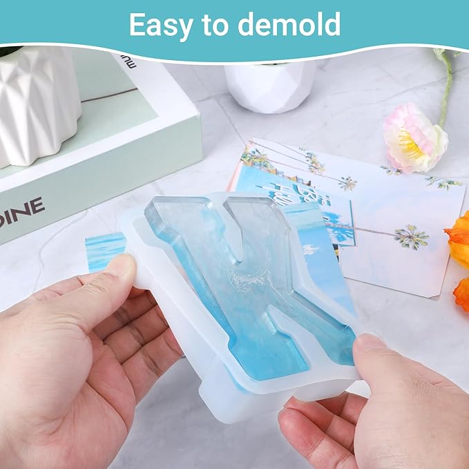 Gartful Resin Letter Molds for Casting, K Capital Alphabet Resin Silicone Molds for Epoxy, Thick 3D Silicone Letter Molds for Making Letters, Word Sign Art, DIY Crafts, Making Candle, Party Home Decor