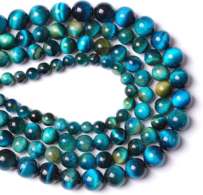 Natural Stone Blue Tiger Eye Beads Round Loose Beads for Jewelry Making DIY Bracelet Necklace Accessories 15" 6mm 60pcs