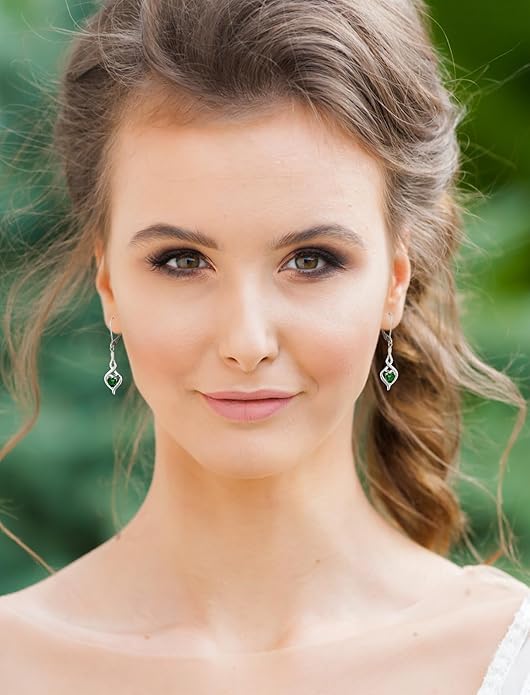 Starchenie Infinity Heart Earrings Sterling Silver Twisted Leverback Earring Gemstones Jewelry for Women