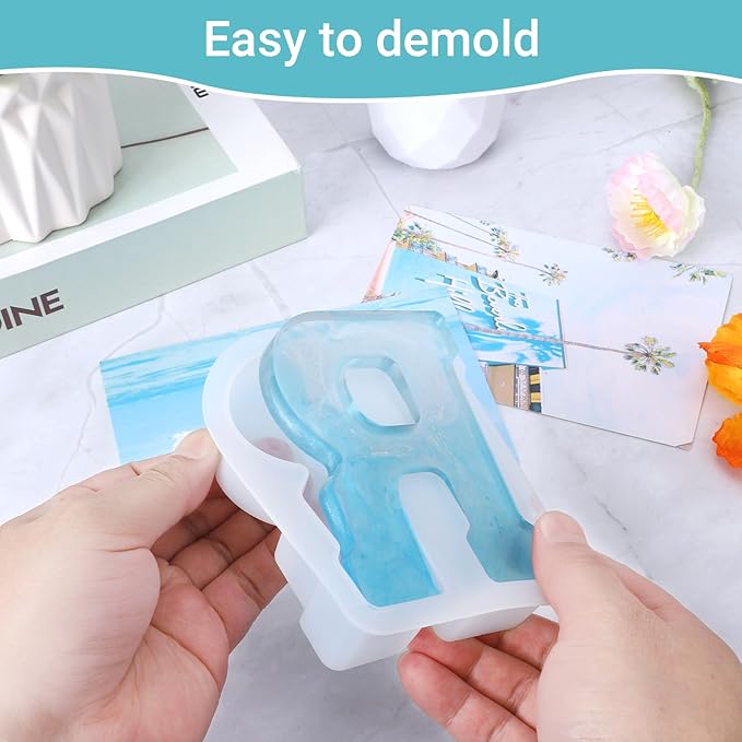 Gartful Resin Letter Molds for Casting, R Capital Alphabet Resin Silicone Molds for Epoxy, Thick 3D Silicone Letter Molds for Making Letters, Word Sign Art, DIY Crafts, Making Candle, Party Home Decor