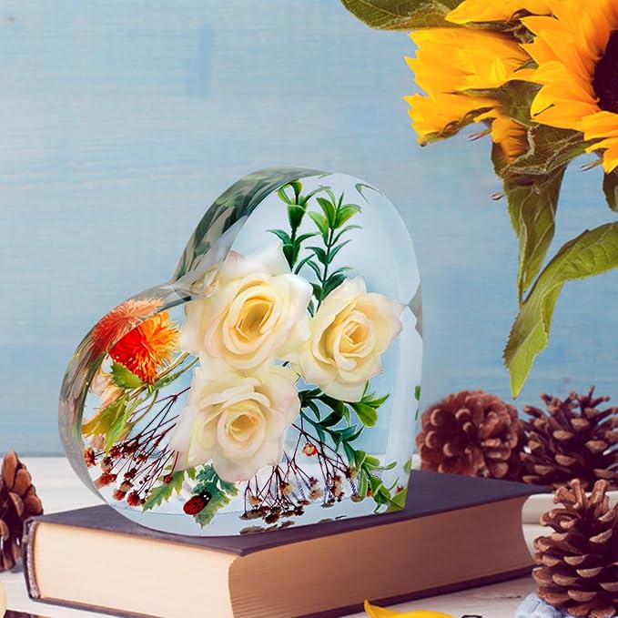 Resin Molds Silicone,Epoxy Resin Casting Craft Mold for Flower Preservation Bookends DIY Art (Heart)