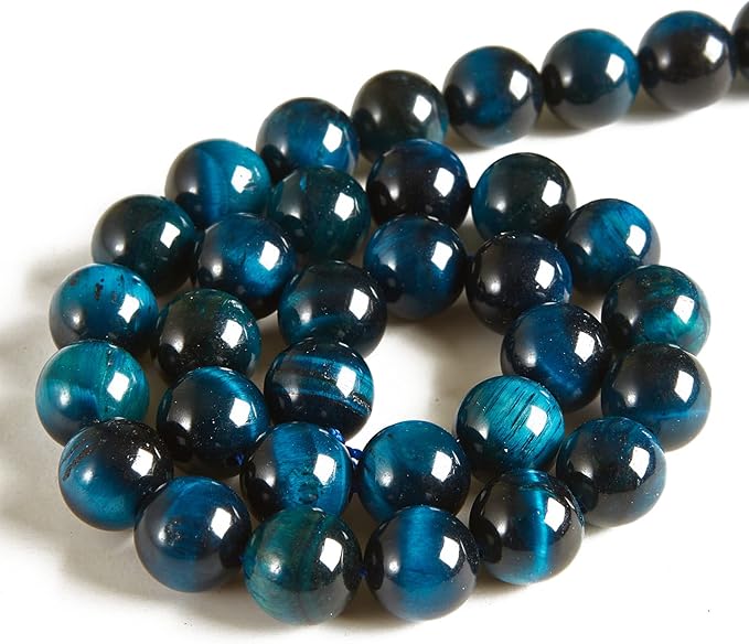 100pcs 8mm Aquamarine Tiger Eye Beads Natural Gemstone Beads Round Loose Beads for Jewelry Making