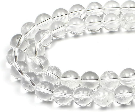 MJDCB 7A Natural White Clear Quartz Round Beads Gemstone Beads for DIY Necklace Bracelat Jewelry Making Strand 15" (12mm)
