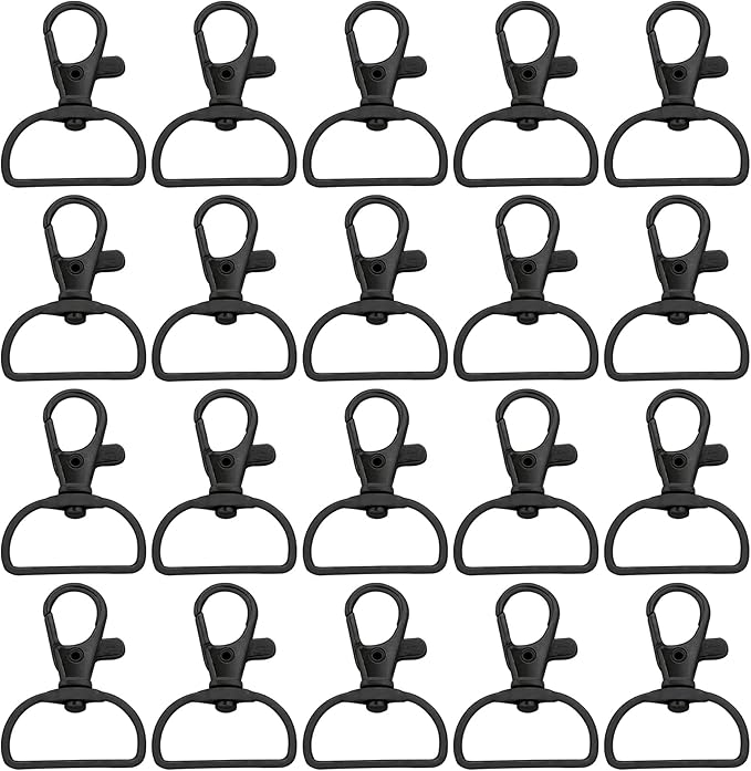 AUEAR, 20 Pack Swivel Clasps Lanyard Snap Hooks Keychain Clips Hardware Lobster Claw Clasp (Black)
