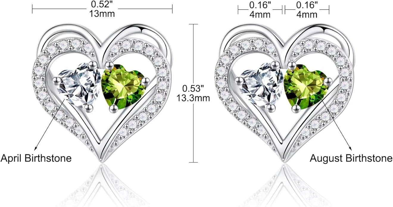 Iefil Valentines Day Gifts for Her - 925 Sterling Silver Birthstone Earrings, Anniversary Birthday Gifts for Women Wife Girlfriend Mom