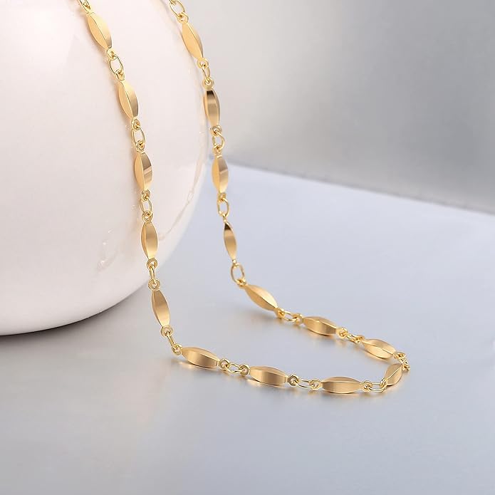 Aobei Pearl 18K Gold Plated Paperclip Chain Choker Satellite Chain Freshwater Cultured Biwa Pearl Pendant Necklace Dainty Jewelry for Women