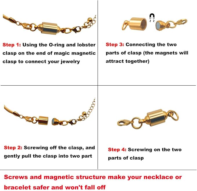 Zpsolution Screw Magnetic Clasps for Necklaces Safety Magnetic Locking Jewelry Clasp Converter