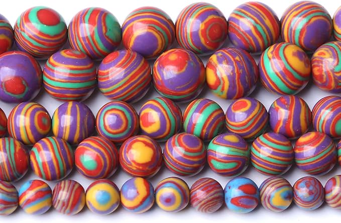 90PCS 8mm Purple Malachite Stone Beads Round Loose Gemstone Beads for Jewelry Making DIY Bracelet Necklace 32" 2 Strand,Energy Stone Healing Power