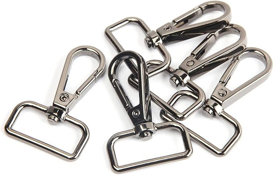 JWBIZ 12 Pcs D Ring Swivel Lobster Claw Clasp, Push Gate Snap Hooks Trigger Clips(Gun Black, 1 1/4 inch)