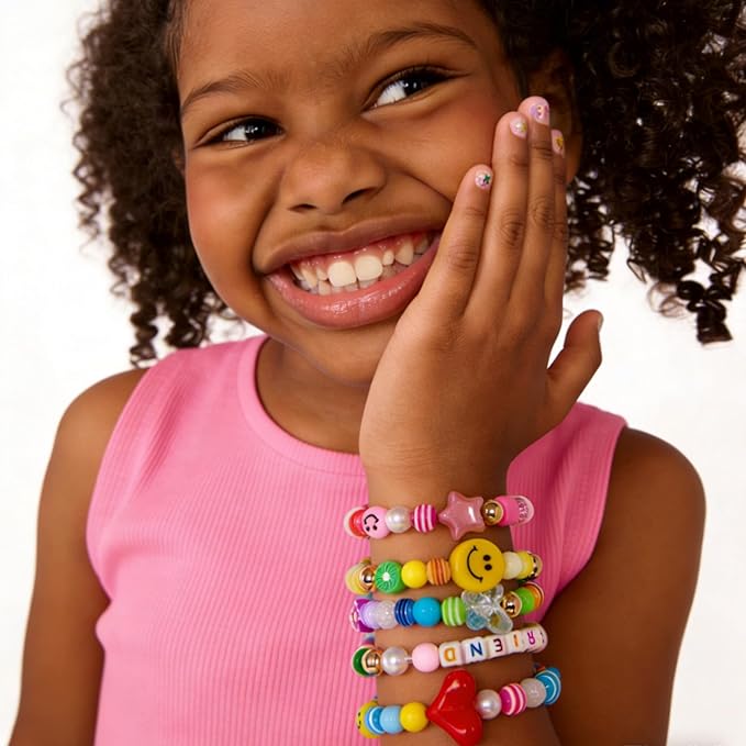 MYCUTEY DIY Phone Charm Making Kit with 657Pcs Colorful Pony,Letter,Football,Star,Flower Beads,Craft Supplies for Jewelry-Making,Necklace,Bracelet Personalized Name Making Gift for Women Kids Girls