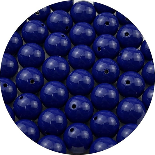 YUEXIGO 40pcs Acrylic Round Beads for Crafts 16mm Resin Candy Color Spacer Beads with Hole for Jewelry Making Sewing Crafts Decoration Necklaces Bracelets Earrings Supplies(Dark Sapphire Blue)
