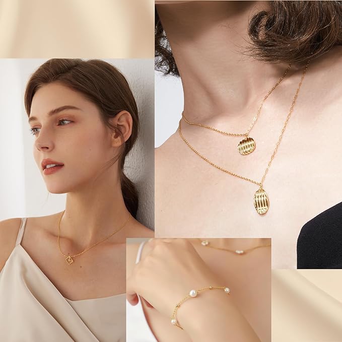 14k Gold Necklace Chains for Jewelry Making, Total 20 Feet 6 Rolls Bracelet Chains for DIY, 3.3 Feet Each Style, 14K Gold Plated Chain with Jump Rings/Lobster Clasps/Connectors