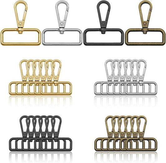 32pcs Swivel Clasps with D Rings 1 1/2 inch Swivel Snap Hooks D Ring Lobster Claw Clasps Lanyard Snap Hook Metal Clasp Hook for Lanyard Key Rings Crafting Purse Hardware Sewing Projects(4 Colors)