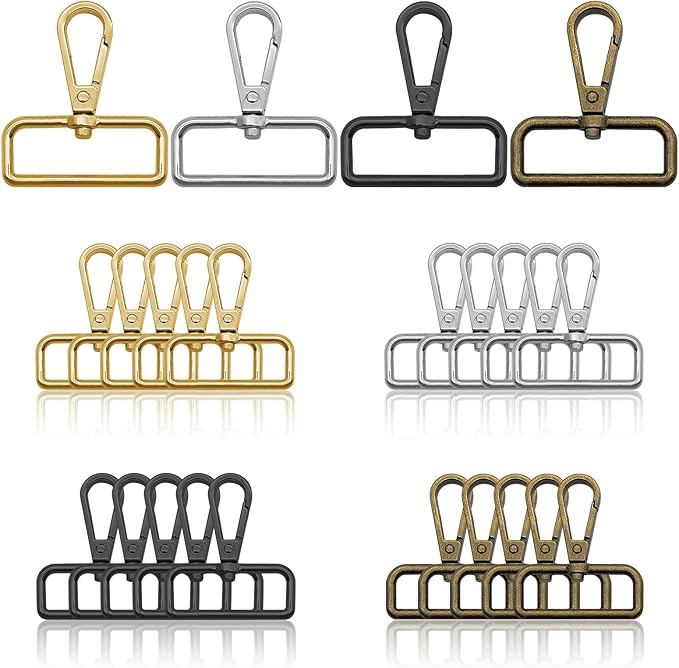 20pcs Swivel Clasps 1 1/2 inch D Ring Lobster Claw Clasps Swivel Clasp Hooks Lanyard Snap Hook Metal Clasp Hook for Keychain Making, Lanyard Making, Purse Hardware, DIY Craft(4 Colors)