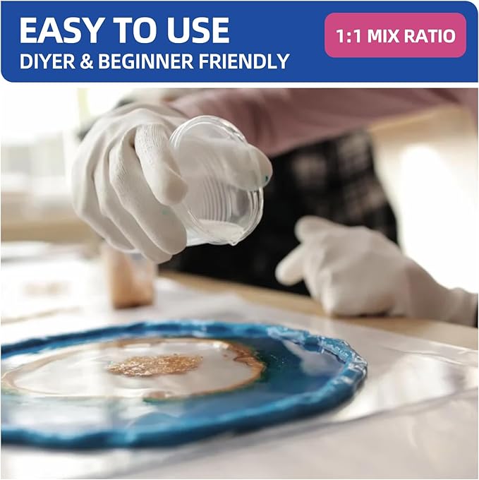 1 Gallon Crystal Clear Epoxy Resin Kit - Food Safe & Bubble-Free - 1:1 Ratio High Gloss Casting Resin for Art, Crafts & Woodworking - Rock-Hard 75+ Shore D, UV Resistant, 24h Cure