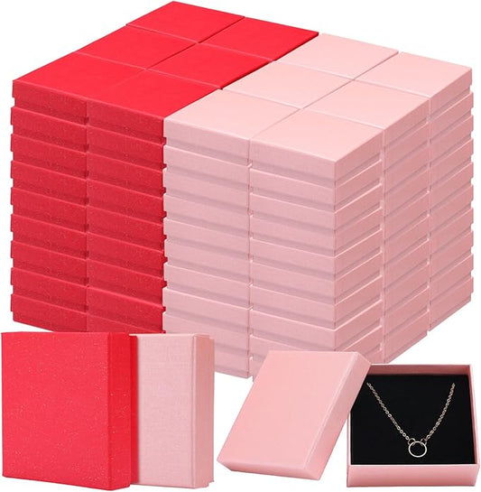 Tenceur 100 Pcs Valentines Jewelry Gift Boxes Bulk Kraft Jewelry Cardboard Box for Necklace Earring Bracelet Storage Package