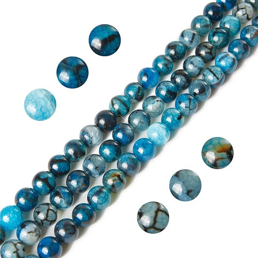 100pcs 6mm Blue Dragon Vein Agate Beads Natural Gemstone Beads Round Loose Beads for Jewelry Making