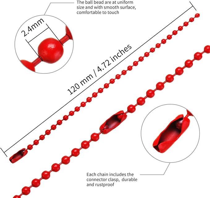 Hicarer 200 Pack Colored Bead Keychain Metal Hanging Chains 4.72 Inch Keychains Necklace Connector for Hanging Ornament Jewelry Tag (Vibrant Color)