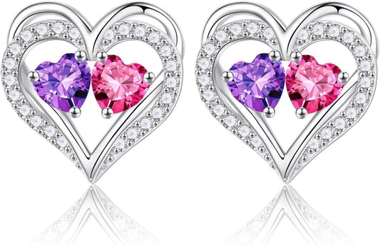 Iefil Valentines Day Gifts for Her - 925 Sterling Silver Birthstone Earrings, Anniversary Birthday Gifts for Women Wife Girlfriend Mom