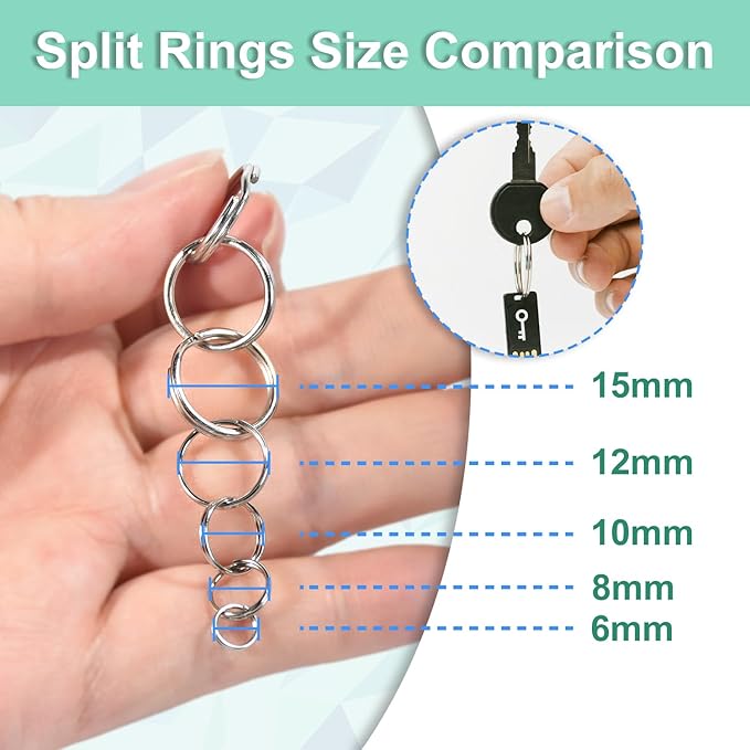 1/2" 300 PCS Silver Small Key Rings, Double Loops Split Rings Jewelry Making Metal Mini Key Ring for Keychian, Pet Collar Tag, Luggage Tag DIY Craft Hardware