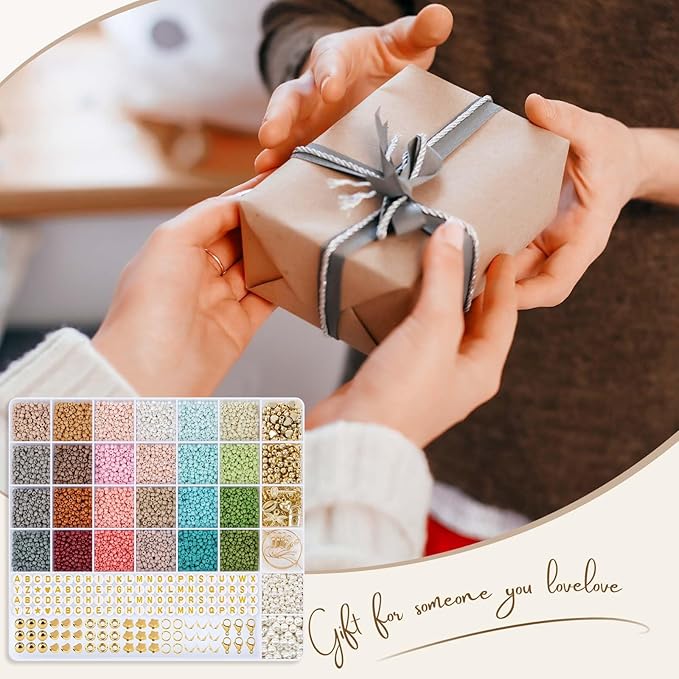 TEXGIZRLY 3mm Seed Beads for Bracelets Making, Friendship Bracelet Making Kit for Girls, 24 Colors Bead Bracelet Kit, Beads for Jewelry Making Kit, DIY, Arts, Crafts Gifts Age 4+ (3MM-B)