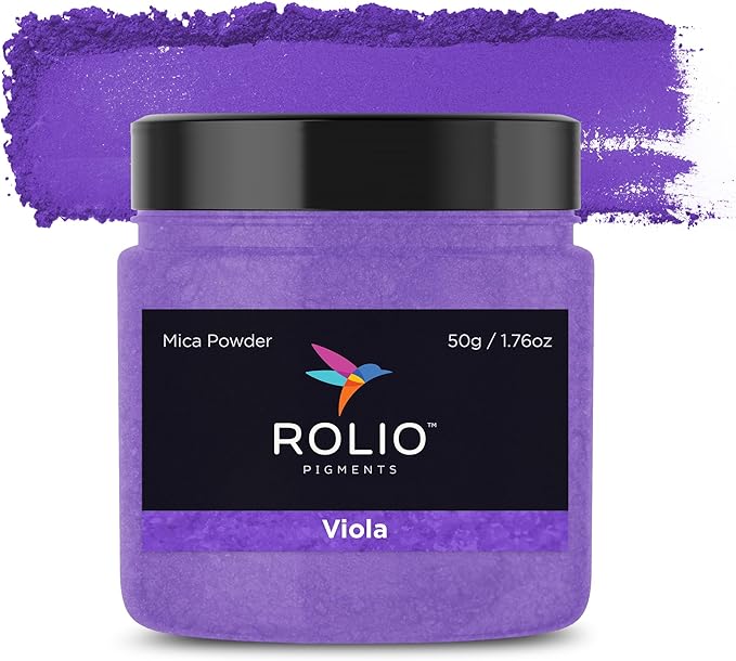 Rolio Premium Mica Powder - Viola (50G / 1.76oz) - 1 Jar of Purple Pigment Powder for Epoxy Resin, Dye, Soap Making, Nail Polish, Paint, Candle Making, Bath Bombs, Slime