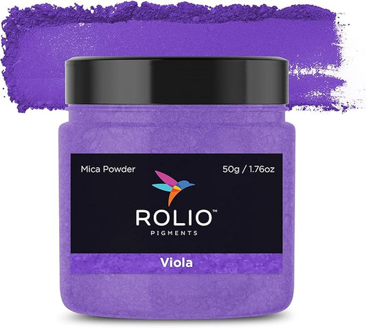 Rolio Premium Mica Powder - Viola (50G / 1.76oz) - 1 Jar of Purple Pigment Powder for Epoxy Resin, Dye, Soap Making, Nail Polish, Paint, Candle Making, Bath Bombs, Slime