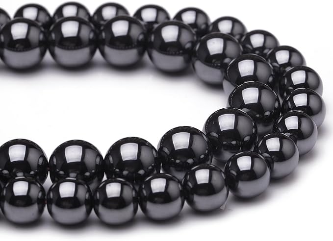 Natural Stone Beads for Jewelry Making,10mm Hematite Polished Smooth Round Gemstone Beads for Bracelet Necklace 15 Inch