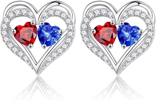 Iefil Valentines Day Gifts for Her - 925 Sterling Silver Birthstone Earrings, Anniversary Birthday Gifts for Women Wife Girlfriend Mom