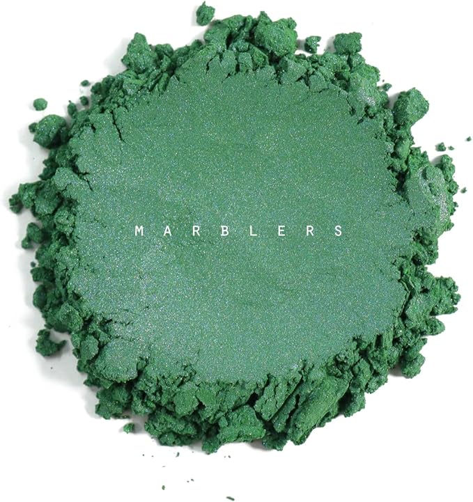 MARBLERS Green Mica Powder [Pine Green] 4oz (113g) | Cosmetic Grade | Epoxy Resin Pigment, Dye | Non-Toxic, Vegan, Cruelty-Free | Lip Gloss, Nails, Body Butter, Bath Bomb, Candle & Soap Making