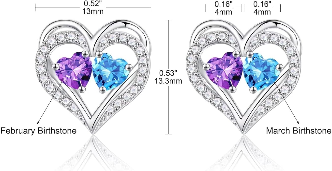 Iefil Valentines Day Gifts for Her - 925 Sterling Silver Birthstone Earrings, Anniversary Birthday Gifts for Women Wife Girlfriend Mom