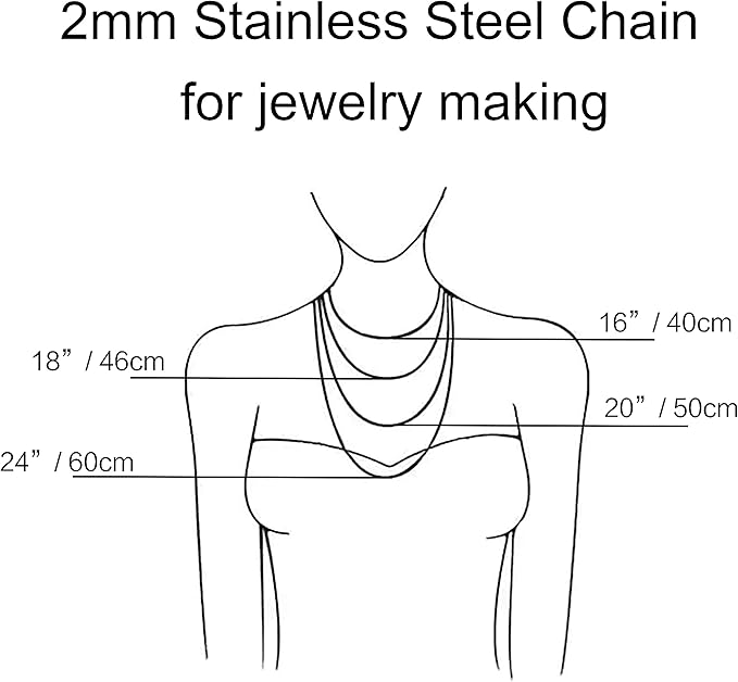 12Pcs 16" Stainless Steel Satellite Beaded Necklace Chains Curb Link Chain Bulk for Jewelry Making Supplies 2mm